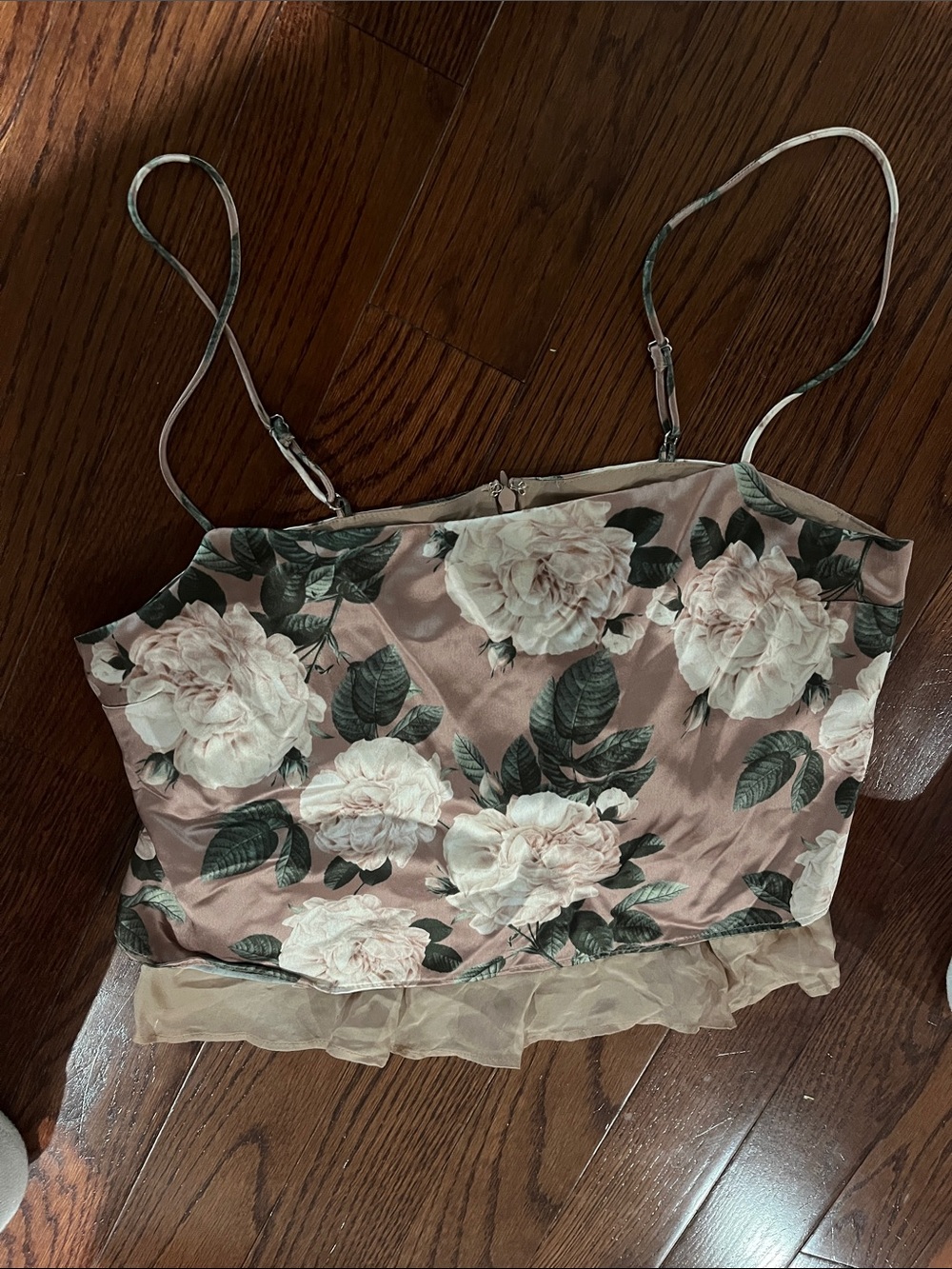 Cami NYC Floral silk Camisole in Blush/taupe  and Green